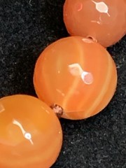 Vintage Graduated Faceted Carnelian Agate Necklace Hand Knotted 24in