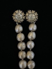 Judith McCann 40s Signed NY 58 Shuvon Pearl Necklace Dual-Hook Clasp CRYSTAL VTG