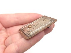 Vintage Sterling Copper Brass Christmas Tree Dog Ornament Holiday Brooch Pin