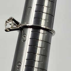 Vintage Signed Uncas Ring Silver Tone Solitaire Stone Sparkle size 7.5