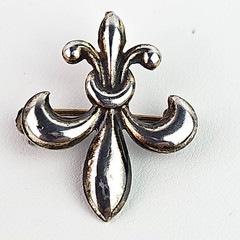 Vintage Fleur-de-Lis Sterling Silver Brooch Pin 925 Pendant Art Deco .75 in