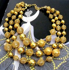 VTG Runway Luxe Multistrand GP Mesh Caged Bead MONET Weighty Necklace 170g