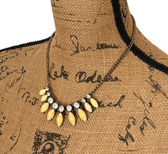 Vtg Statement Necklace Big Rhinestones Faceted Yellow Stones Wedding Prom Party