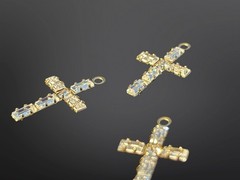 Swarovski Crystal Baguette Cross Gold Plated