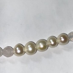 Necklace Choker Rose Quartz Cultured 7mm Pearl Sterling Italian Unused Faceted