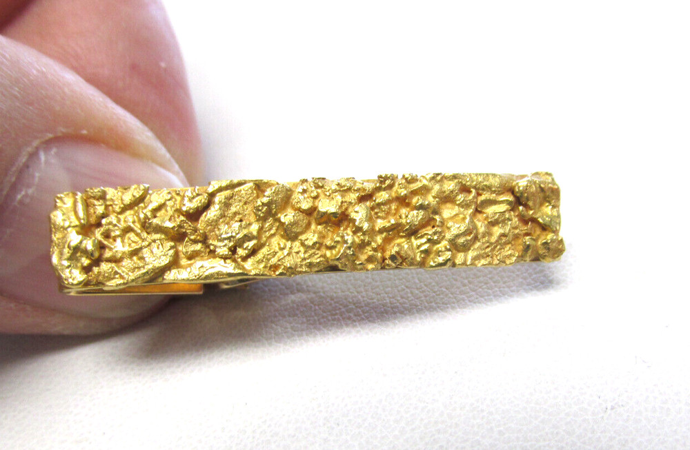 Stunning Alaska Gold Nugget Tie Clip 19k + 14k Gold Real Nuggets MAKE OFFER