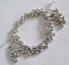 SET: STERLING CHA CHA BRACELET & EARRINGS, 7 INCHES WRIST, 2 INCHES EARRINGS