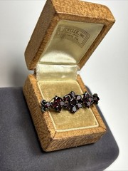Antique Victorian Flat Top Bohemian Garnet Cluster Bar Brooch