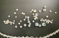 VTG 3 Strand Crystal Bead Necklace 1950s Iridescent Middle Strand Needs Repair