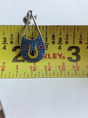 Vintage Taxco Sterling Silver Crushed Stone Inlay Drop Earrings Dainty
