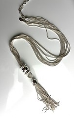 Joan Rivers M Silver Tone Multi Strand Snake Chain Tassel W/box