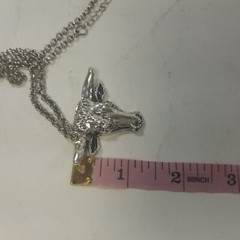 Vintage 90s Silver Tone Bull Head Horns Longhorn Repurposed Pendant Necklace