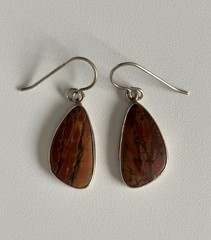VINTAGE 925 STERLING SILVER RED CREEK JASPER DROP DANGLE 1.50” EARRINGS 5.90g