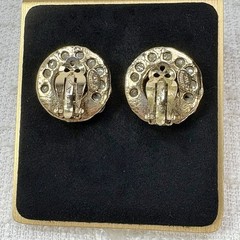 Vintage Celebrity NY Pearl Clip-On Earrings Gold Tone Leaf Round Retro Jewelry