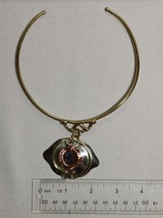 Vintage Art Nouveau Style Amethyst Gold Silver Tone Necklace Choker