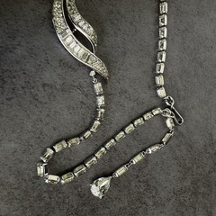 Vintage 1955 Crown Trifari Rhinestone Necklace Alfred Philippe J Hook Choker