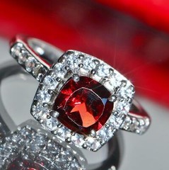925 sterling silver ring 3.00ct garnet white sapphire halo size 7 handmade 3.5gr