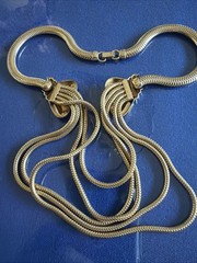 Classic Vintage Gold Tone Multi Strand Layered 15″ Snake Chain Necklace R30