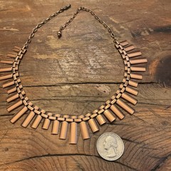 COPPER MATISSE RENOIR FRINGE VINTAGE NECKLACE COSTUME SIGNED