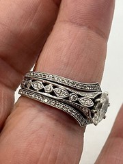 Vintage Style Milgrain Wedding Ring 2.2 Ct Simulated Diamond 14k White Gold Over