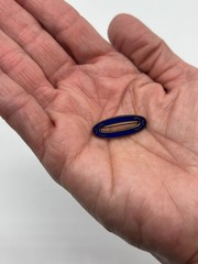 Antique Edwardian Era Sash Collar Lace Pin Open Oval Cobalt Enamel Brass C Clasp