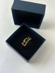 Vintage Green Cubic Zirconia Ring Gold Plated Womens Size 8.5