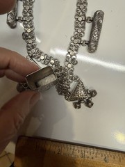 Antique silver alloy necklace, charms, 92gr. From Middle East. Mid-Century.