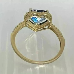 2.20Ct Heart Cut Lab Created Sapphire & Diamond Anniversary 14k Gold Finish Ring
