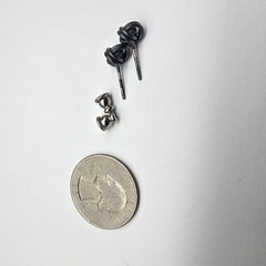 Dark Silver Tone Metal Love Knot Pierced Earrings Vintage