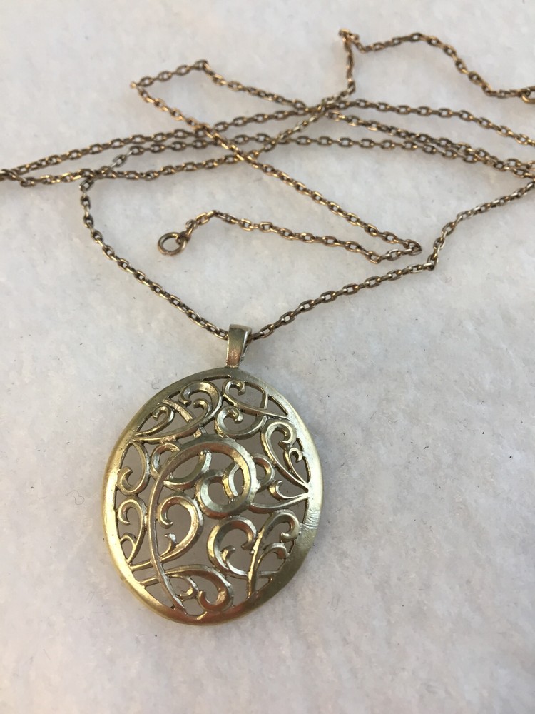 Pendant tracery with chain silver 875 Russian Soviet Gold vintage Russian USSR