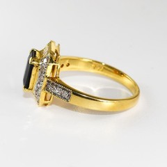 14K Yellow Gold Sapphire & Diamond Ring 4.6g