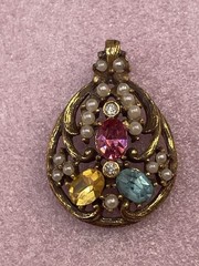 Vintage Victorian Style Ornate Fruit Salad Pendant Rare