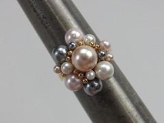 Ross Simons Sterling Silver Ring Gold Vermeil Faux Pearl Vintage Size 7