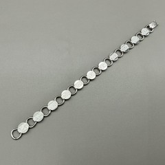 Vintage Sarah Coventry Silver Tone Textured Disc Chain Bracelet Round Link 7″