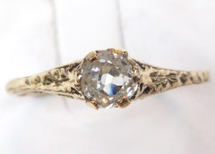 Antique Art Deco Old European Diamond Engagement 18KW Ring Sz 6.75 UK-N EGL USA