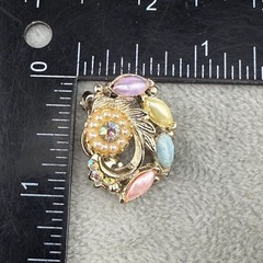 Vintage Clip On Earrings Gold Tone Pastel READ