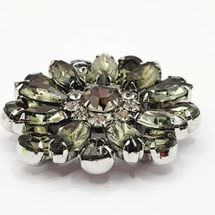 Possible D&E Juliana Green Smoky Navette Rhinestone Starburst Brooch Unsigned
