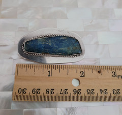 Vintage Modernist 935 Sterling Silver Natural Lapis Lazuli Pendant/Brooch 2-1/8″