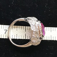 Vintage Signed LL 925 Sterling Silver Pink Topaz Cubic Zirconia Ring sz 7