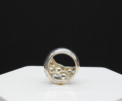 925 Sterling Silver White Topaz Bubble Dome Ring Chunky Statement Sz 6 Jewelry