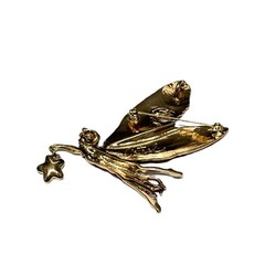Signed Kirks Folly Fairy Brooch Purple Pink Astral Enamel Winged Fairy Star Wand