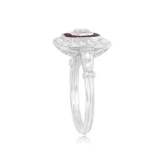 2.50Ct Art Deco Style Asscher Lab-Created Diamond & Ruby Wedding 925 Silver Ring