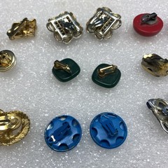 (9 Pairs) Vintage Unmarked Clip On Earrings Gold & Silver Tone (#1014)