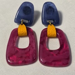 Colorful Acrylic Statement Drop Earrings Multicolored Geometric Shapes