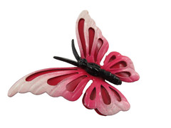 Vintage Pink Enamel Butterfly Brooch, Pin 2-1/4″