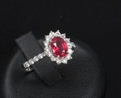 Fine 1.31ct AIGS GIA Pigeon Blood Ruby 0.46ct Diamond Platinum Ring Size 7