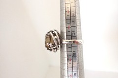 Vintage Modernist Sterling Silver & Large Smoky Quartz Cocktail Ring Sz 7
