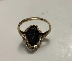 Vintage 10k Yellow Gold Art Deco Diamond & Onyx Ring Sz 7.25 3 g