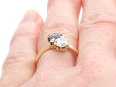Antique 0.78Ct Sapphire and 0.88Ct Diamond, 14k Yellow Gold Ring Circa 1910