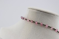 Antique or Vintage Art Deco Pink Glass Crystal Lariat 21″ Flapper Necklace